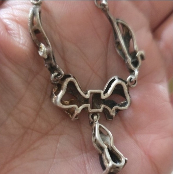 Antique art deco collar Bib Necklace solid Thick solid sterl  Or 10k Gold - Picture 5 of 12